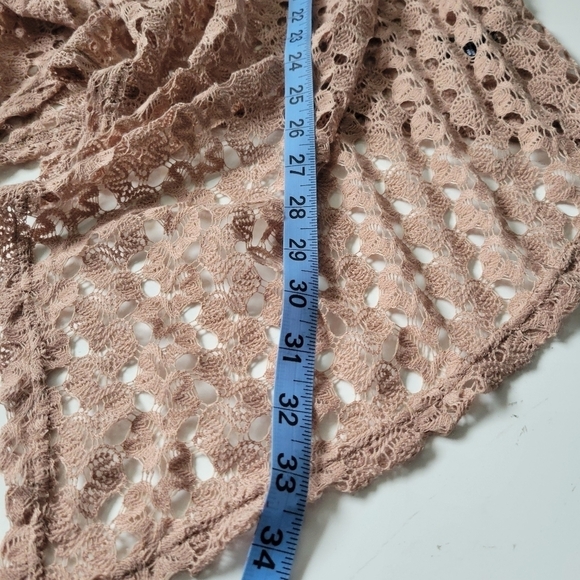 Active Crochet Waterfall Open-Front Cardigan Tan Small - Picture 6 of 6